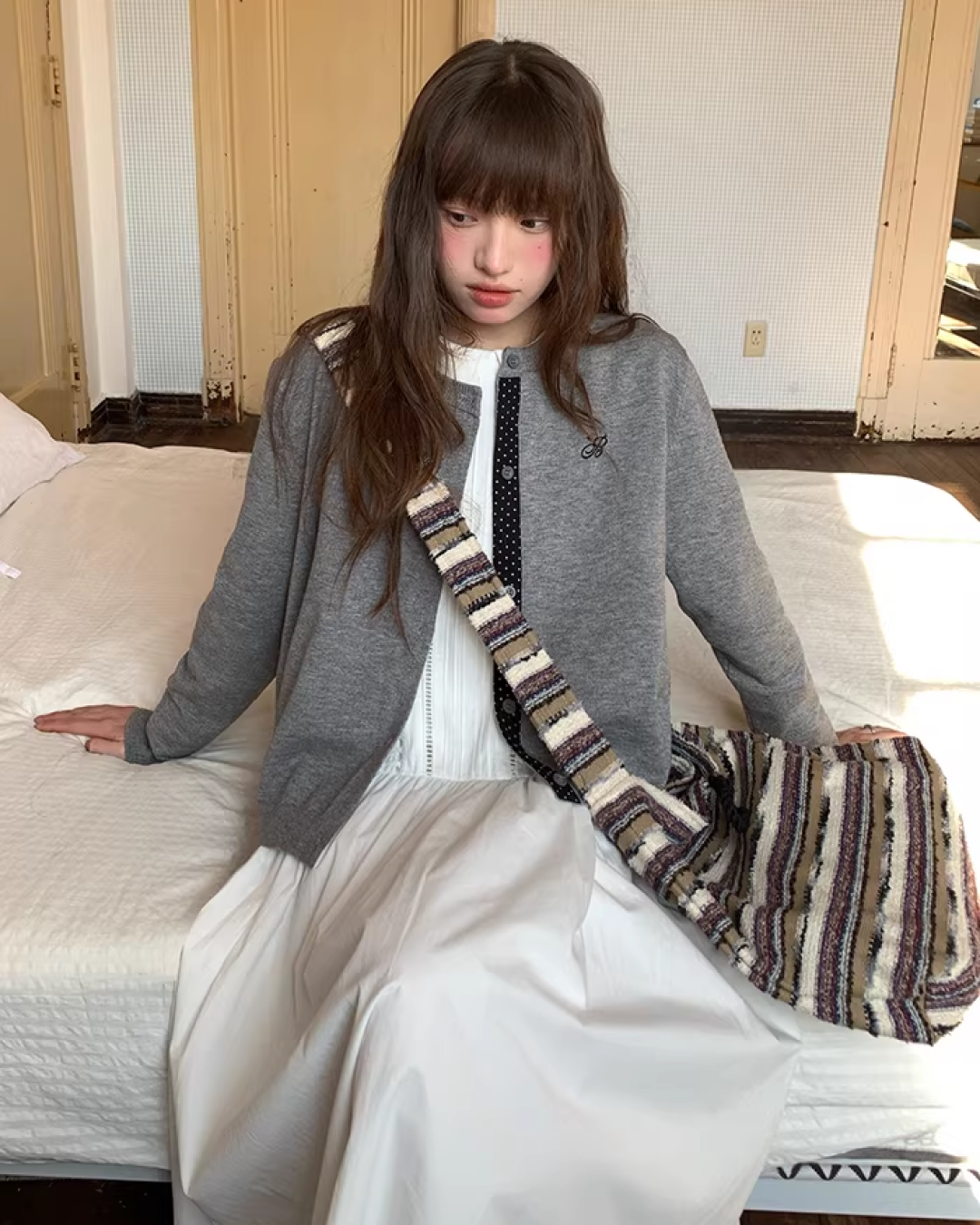 Line Polka Dots Cardigan BU0118