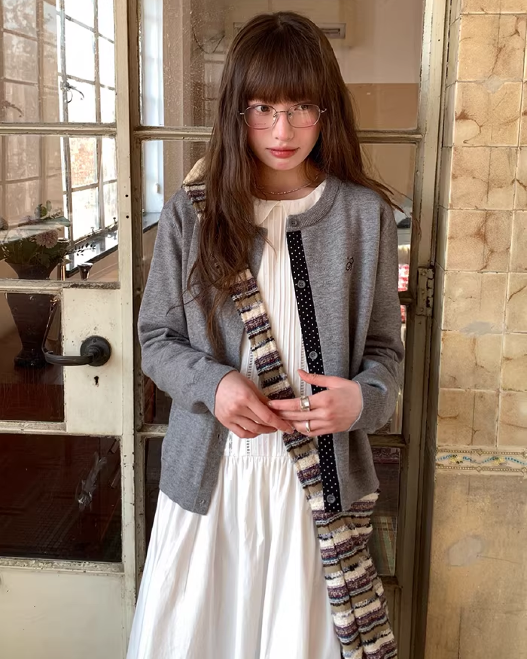 Line Polka Dots Cardigan BU0118