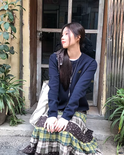 Line Polka Dots Cardigan BU0118