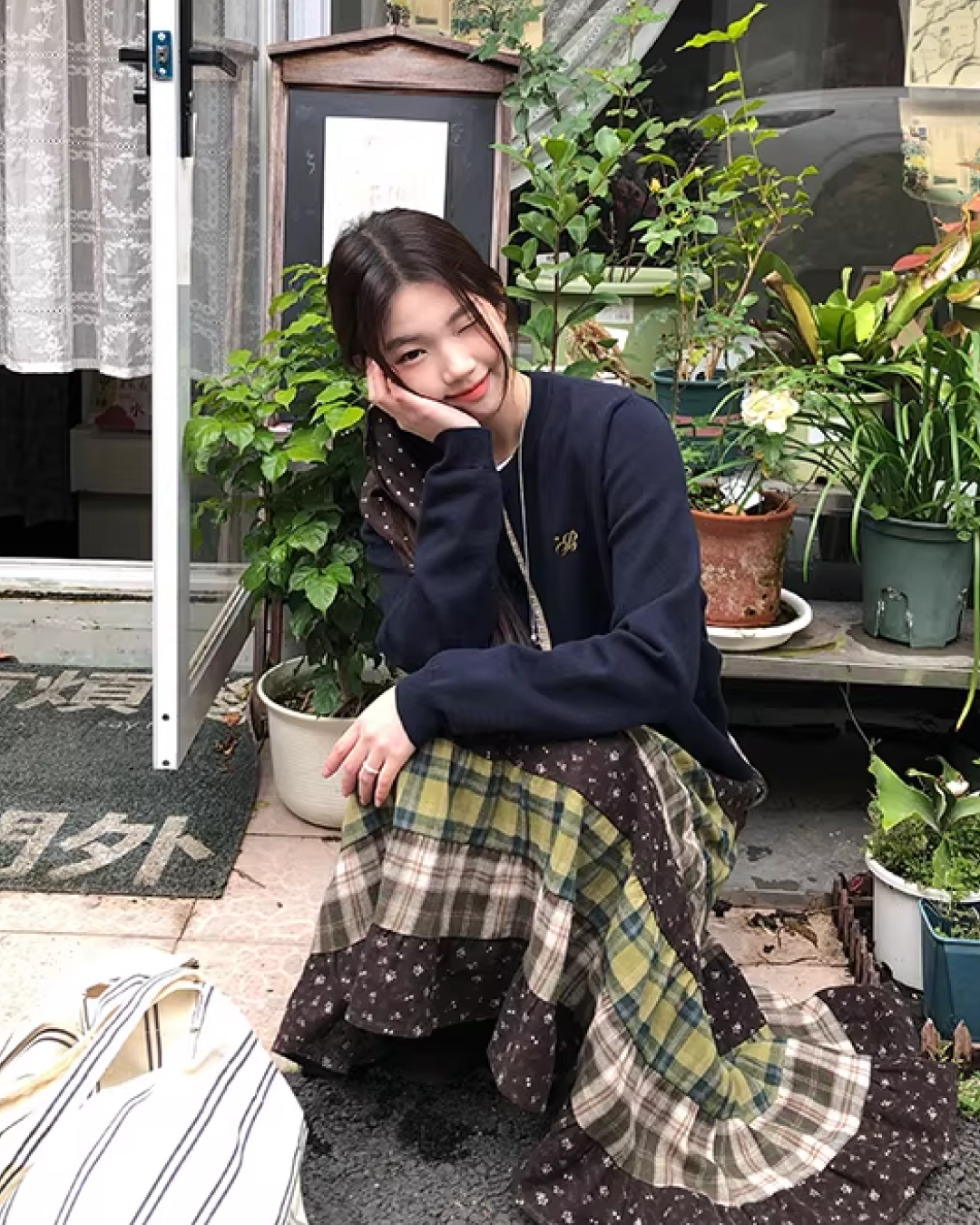 Line Polka Dots Cardigan BU0118