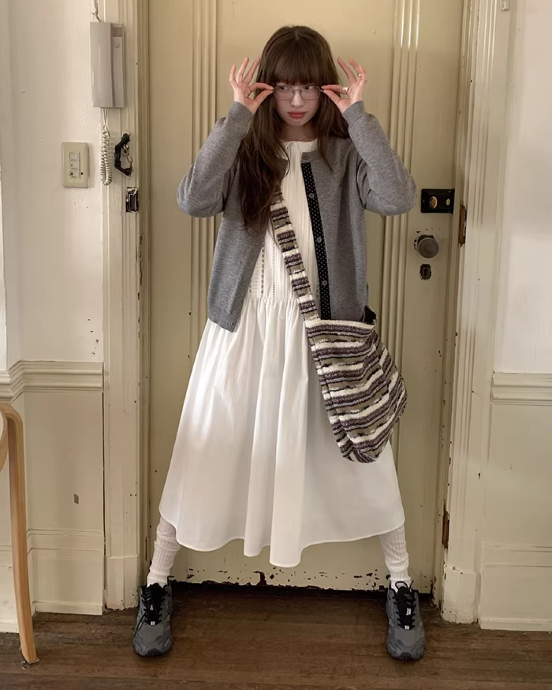 Line Polka Dots Cardigan BU0118