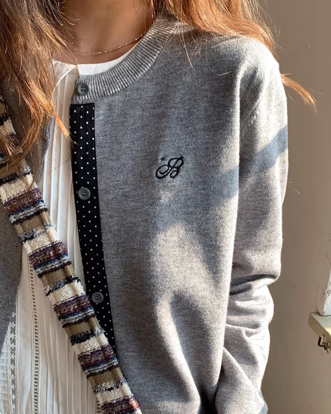 Line Polka Dots Cardigan BU0118