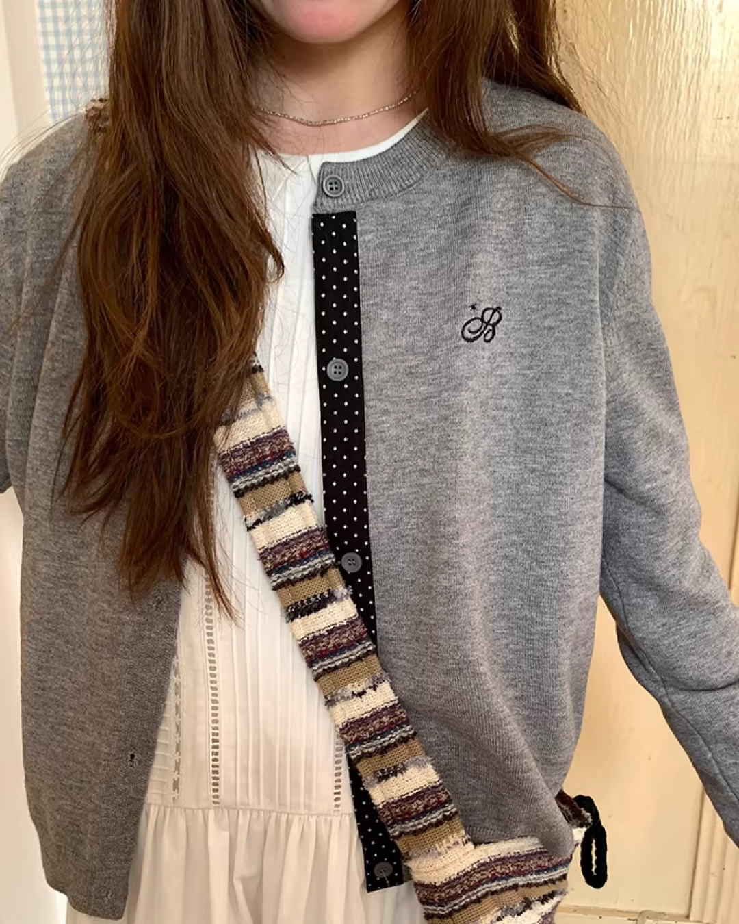 Line Polka Dots Cardigan BU0118