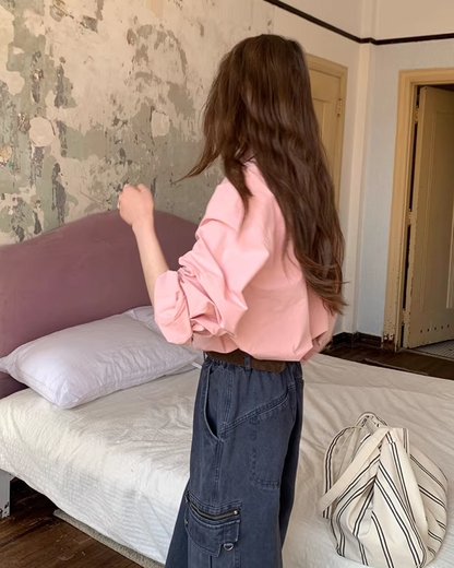 Color Chest Lettering Shirt BU0120