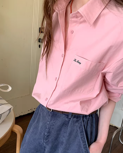 Color Chest Lettering Shirt BU0120