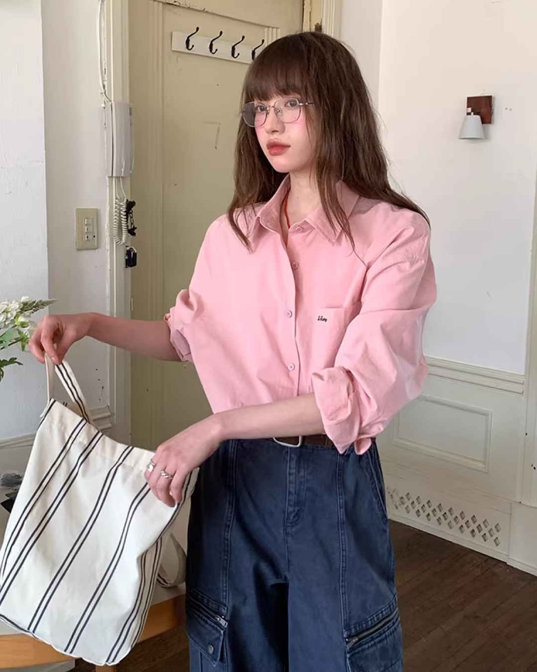 Color Chest Lettering Shirt BU0120