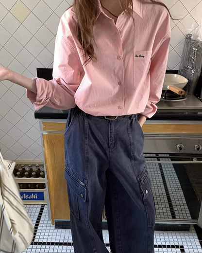 Color Chest Lettering Shirt BU0120