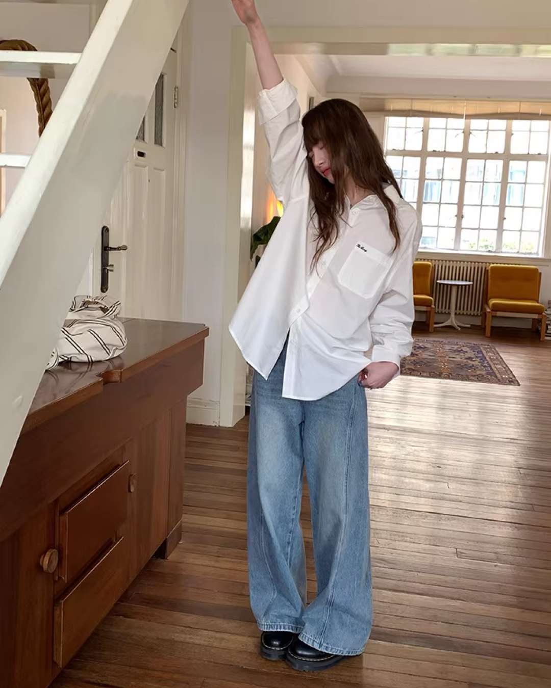 Color Chest Lettering Shirt BU0120