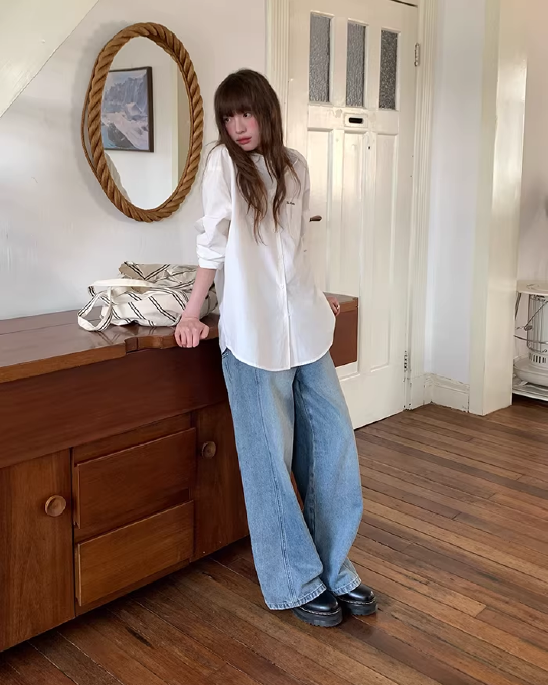 Color Chest Lettering Shirt BU0120