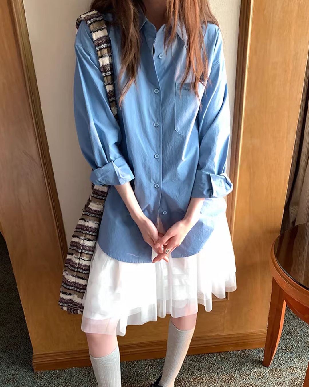 Color Chest Lettering Shirt BU0120