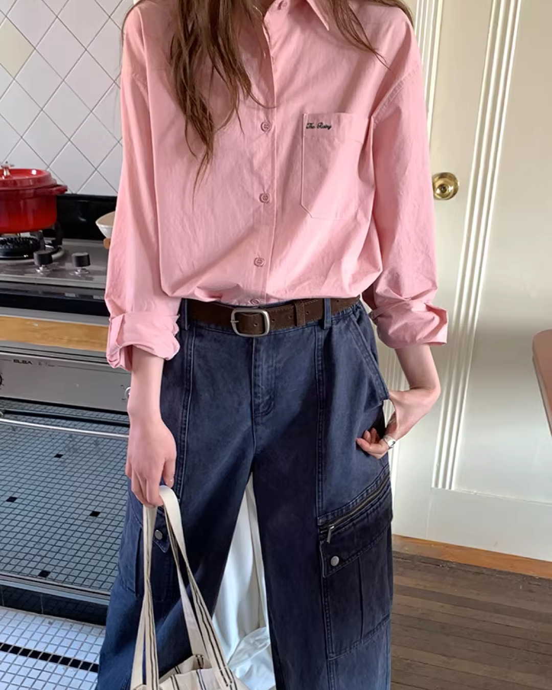 Color Chest Lettering Shirt BU0120