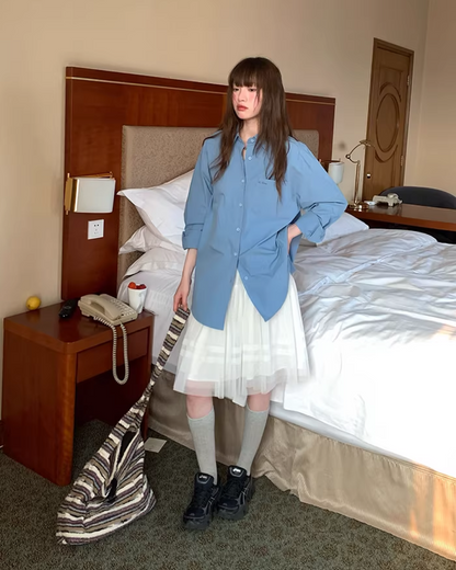 Color Chest Lettering Shirt BU0120