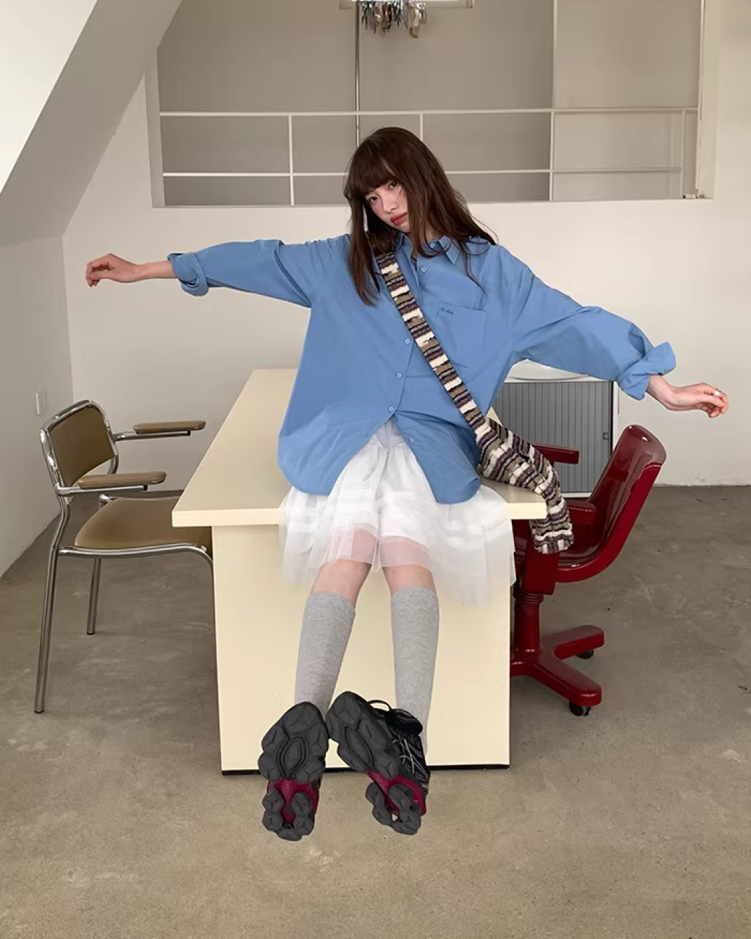 Color Chest Lettering Shirt BU0120