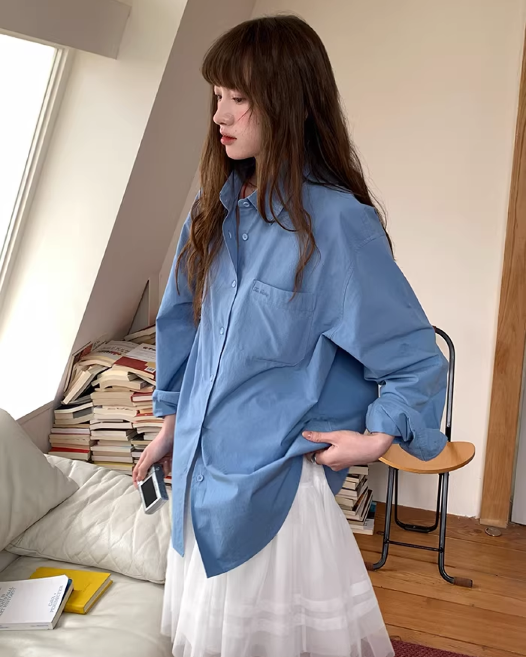 Color Chest Lettering Shirt BU0120