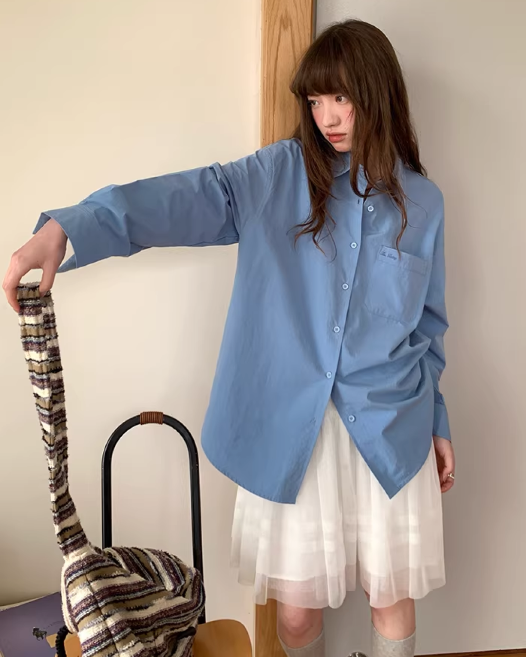 Color Chest Lettering Shirt BU0120