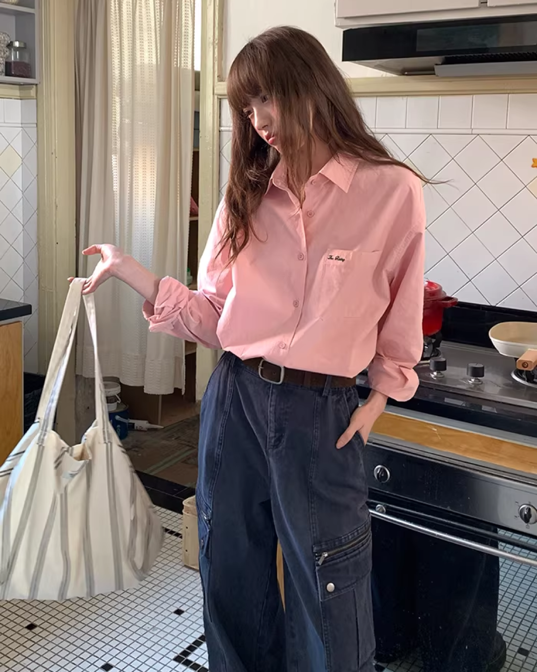 Color Chest Lettering Shirt BU0120