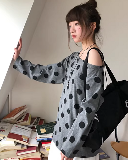 Polka Dots Off Shoulder Top  BU0121