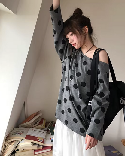 Polka Dots Off Shoulder Top  BU0121