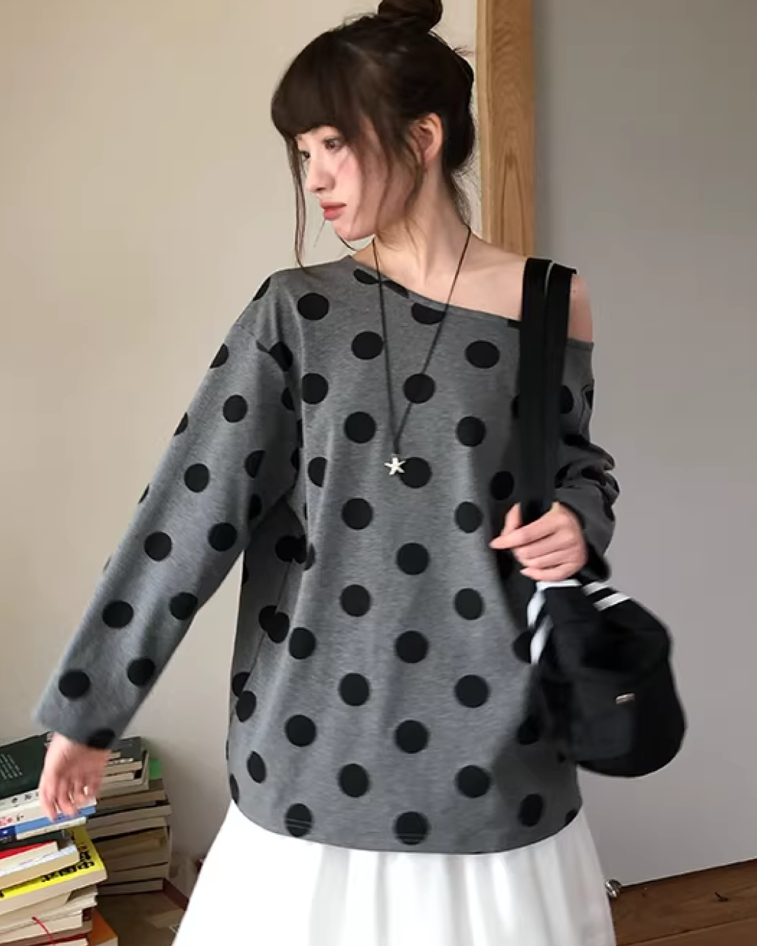 Polka Dots Off Shoulder Top  BU0121