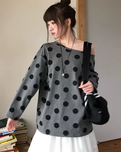 Polka Dots Off Shoulder Top  BU0121