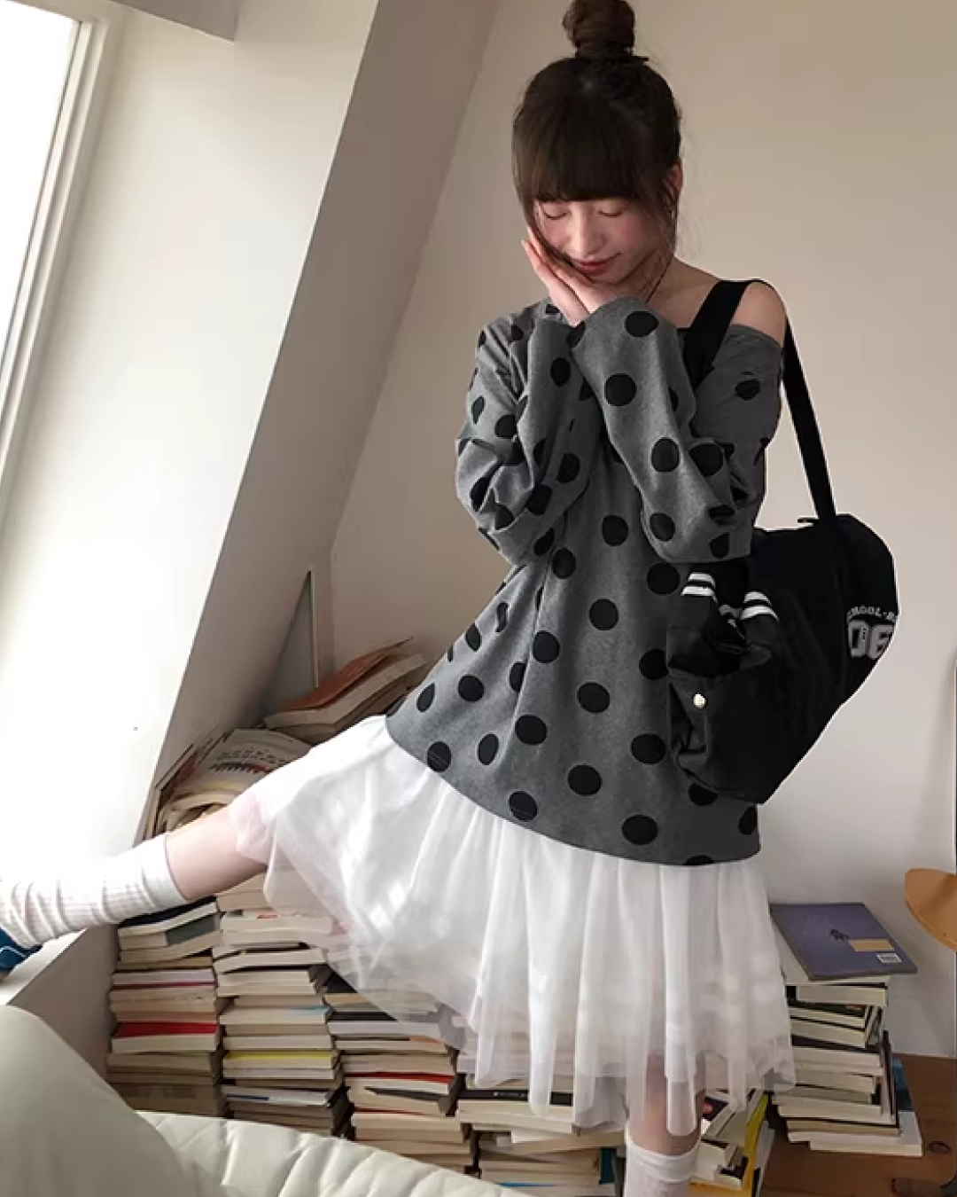 Polka Dots Off Shoulder Top  BU0121