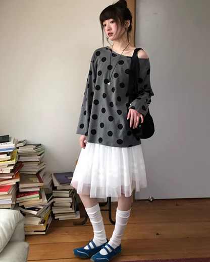 Polka Dots Off Shoulder Top  BU0121