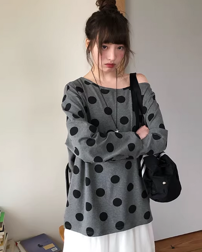 Polka Dots Off Shoulder Top  BU0121