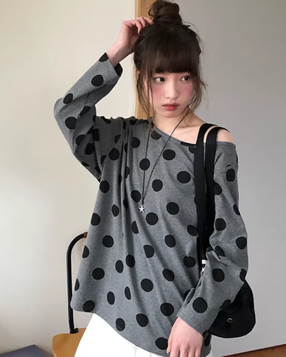 Polka Dots Off Shoulder Top  BU0121