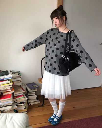 Polka Dots Off Shoulder Top  BU0121