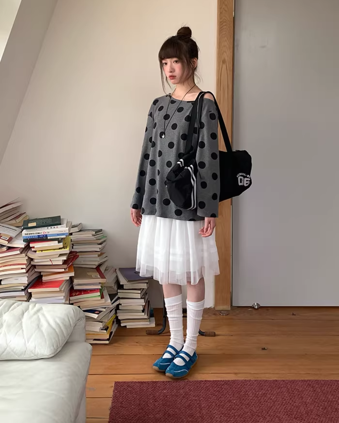 Polka Dots Off Shoulder Top  BU0121