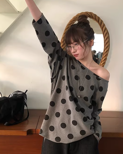 Polka Dots Off Shoulder Top  BU0121
