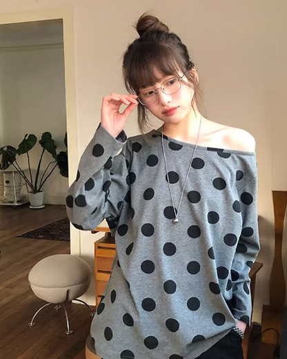 Polka Dots Off Shoulder Top  BU0121