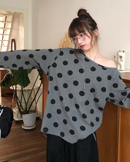 Polka Dots Off Shoulder Top  BU0121