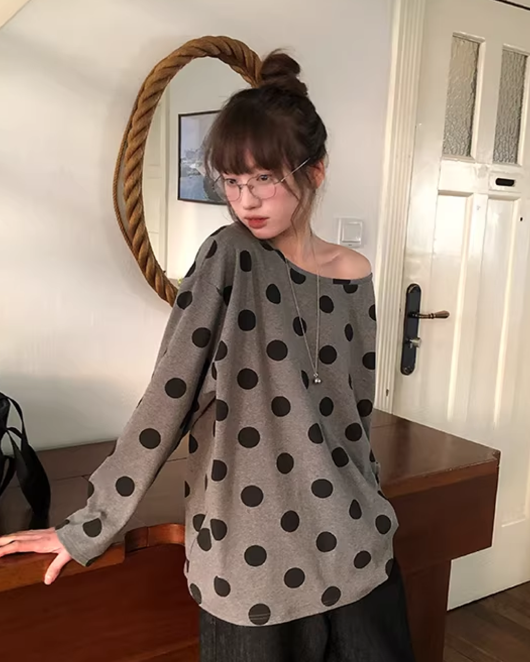 Polka Dots Off Shoulder Top  BU0121