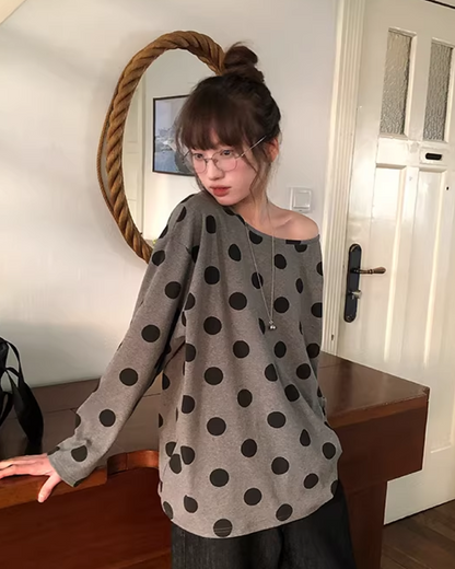 Polka Dots Off Shoulder Top  BU0121