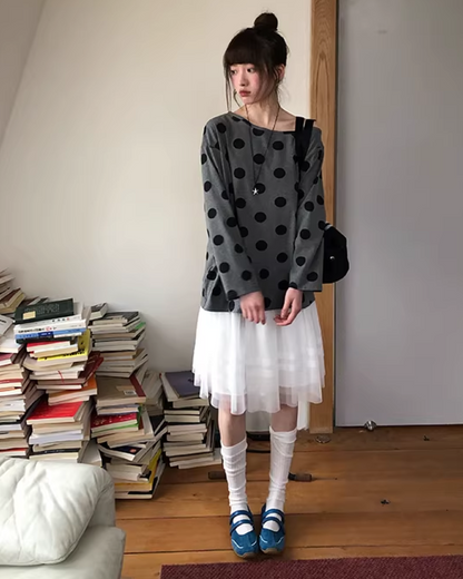 Polka Dots Off Shoulder Top  BU0121