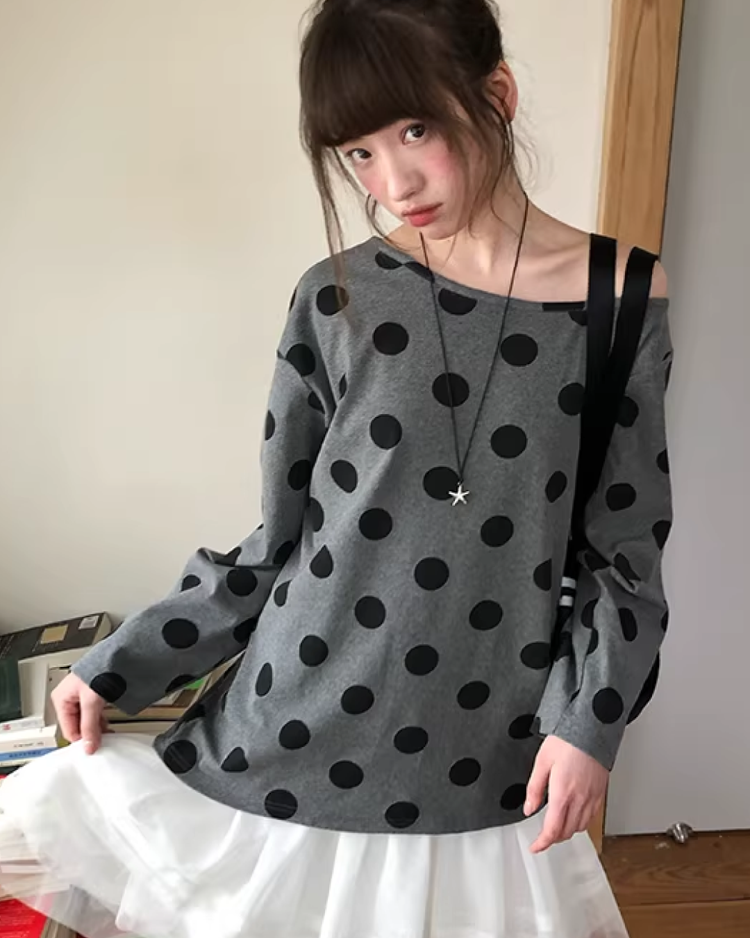 Polka Dots Off Shoulder Top  BU0121