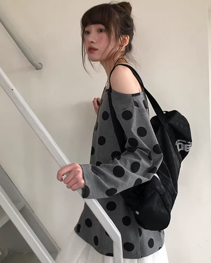 Polka Dots Off Shoulder Top  BU0121