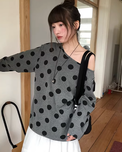 Polka Dots Off Shoulder Top  BU0121