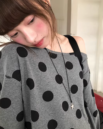 Polka Dots Off Shoulder Top  BU0121