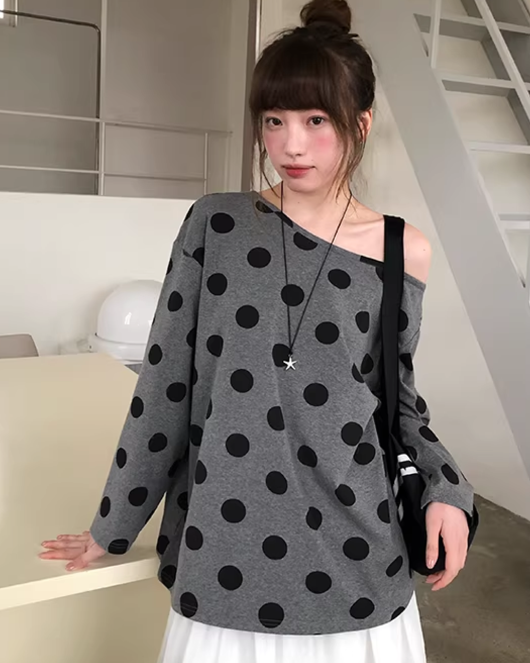 Polka Dots Off Shoulder Top  BU0121