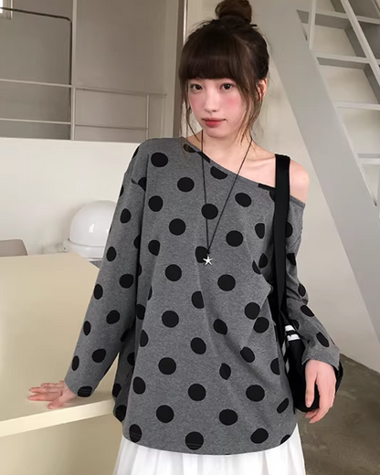 Polka Dots Off Shoulder Top  BU0121