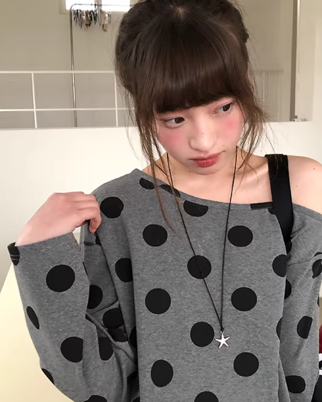 Polka Dots Off Shoulder Top  BU0121