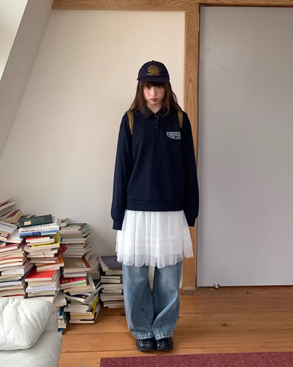 Fake Pocket Polo Sweatshirt BU0126