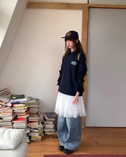 Fake Pocket Polo Sweatshirt BU0126