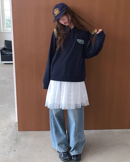 Fake Pocket Polo Sweatshirt BU0126