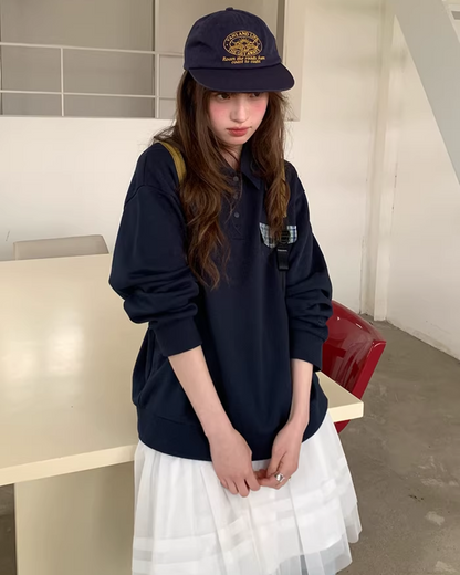 Fake Pocket Polo Sweatshirt BU0126