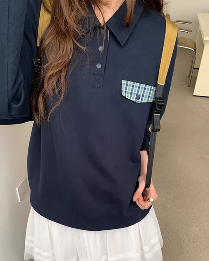 Fake Pocket Polo Sweatshirt BU0126