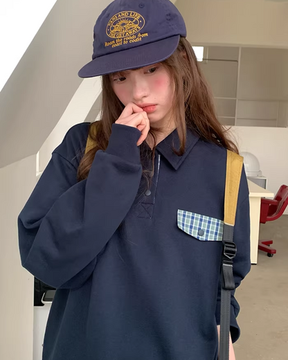 Fake Pocket Polo Sweatshirt BU0126