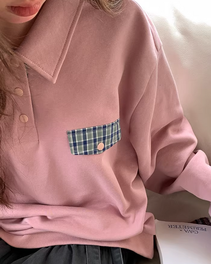 Fake Pocket Polo Sweatshirt BU0126